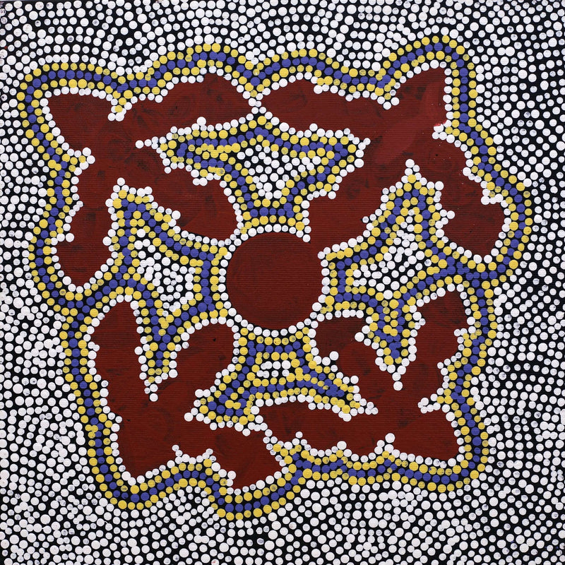 Aboriginal Artwork by Azaria Nampijinpa Robertson, Mina Mina Dreaming, 30x30cm