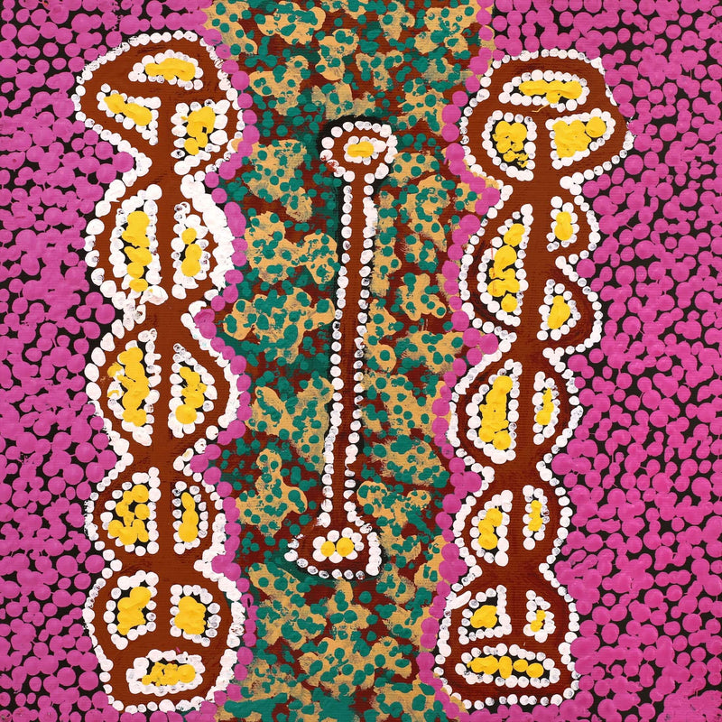 Aboriginal Artwork by Bernard Japanangka Watson, Pamapardu Jukurrpa (Flying Ant Dreaming) - Warntungurru, 30x30cm