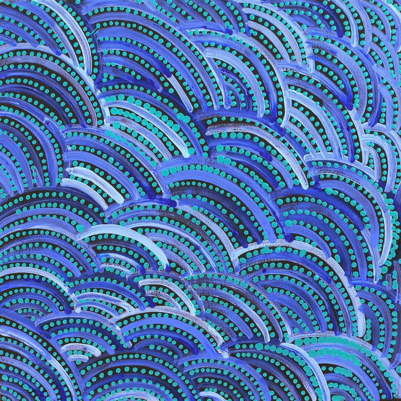 Aboriginal Artwork by Casper Japaljarri Dixon, Ngapa Jukurrpa (Water Dreaming) - Puyurru, 30x30cm