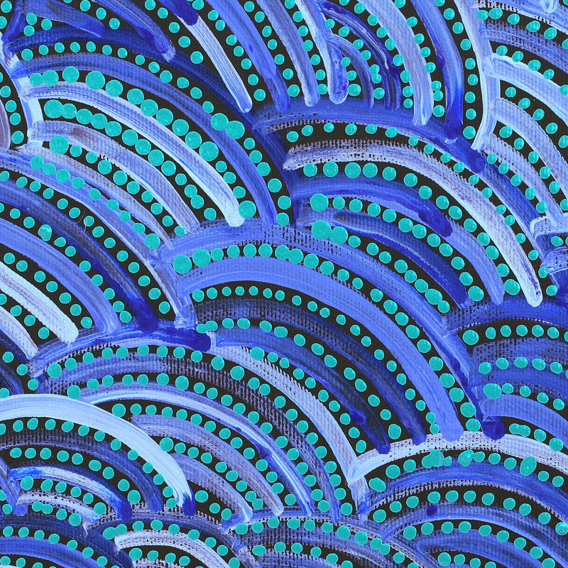 Aboriginal Artwork by Casper Japaljarri Dixon, Ngapa Jukurrpa (Water Dreaming) - Puyurru, 30x30cm