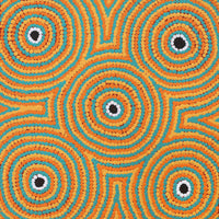 Aboriginal Artwork by Cecilia Napurrurla Wilson, Nguru Yurntumu-wana (Country around Yuendumu), 30x30cm