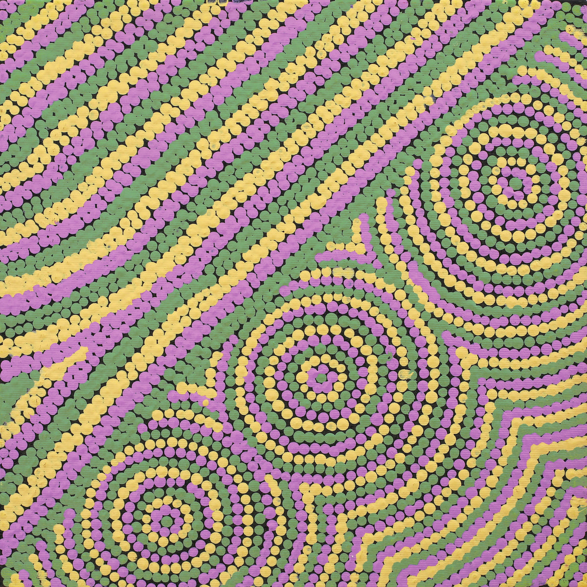 Aboriginal Art by Cecilia Napurrurla Wilson, Nguru Yurntumu-wana (Country around Yuendumu), 30x30cm - ART ARK®