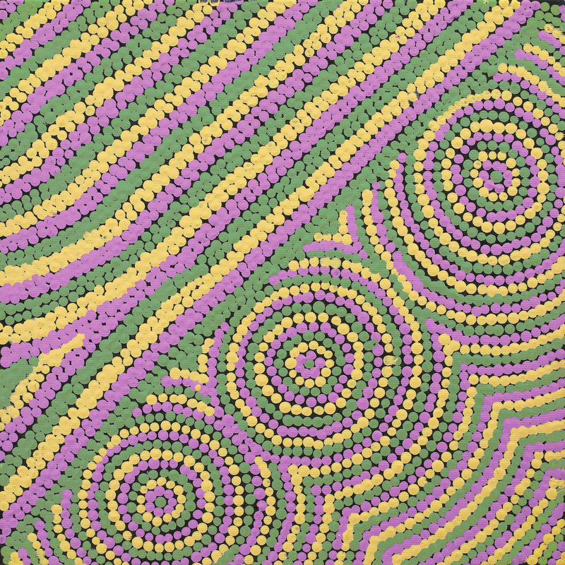 Aboriginal Artwork by Cecilia Napurrurla Wilson, Nguru Yurntumu-wana (Country around Yuendumu), 30x30cm