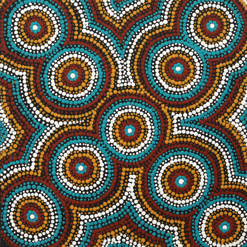 Aboriginal Artwork by Cecilia Napurrurla Wilson, Nguru Yurntumu-wana (Country around Yuendumu), 30x30cm