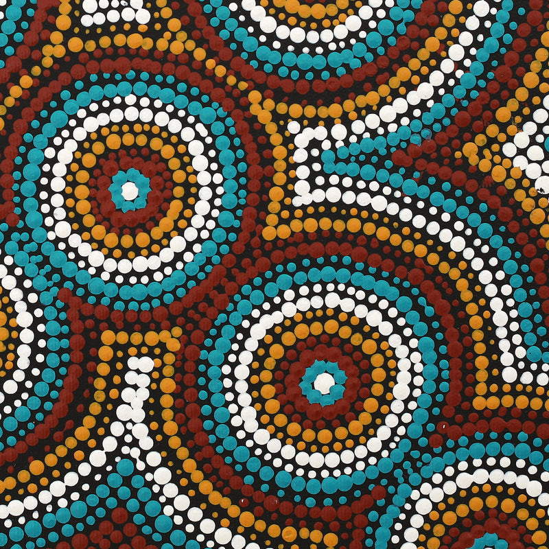 Aboriginal Artwork by Cecilia Napurrurla Wilson, Nguru Yurntumu-wana (Country around Yuendumu), 30x30cm