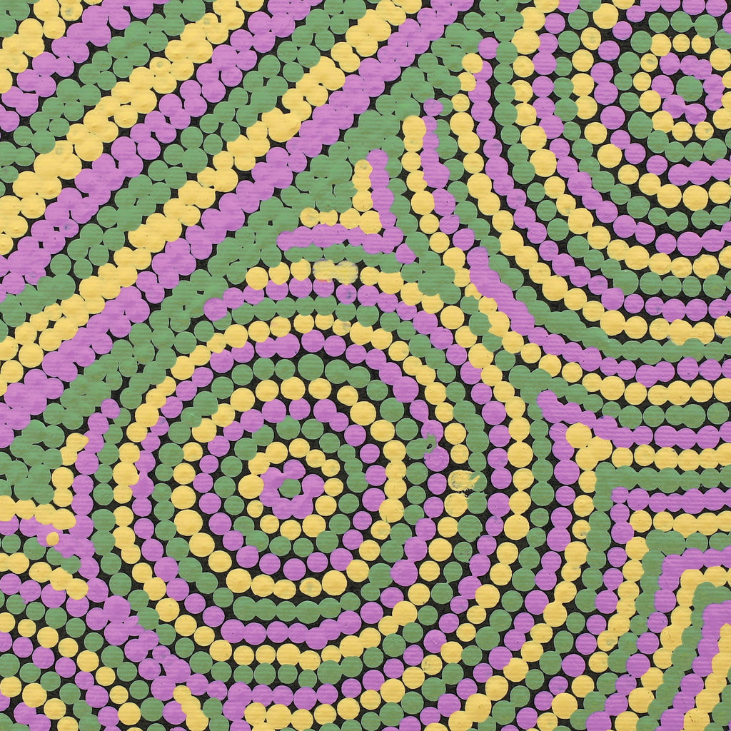 Aboriginal Artwork by Cecilia Napurrurla Wilson, Nguru Yurntumu-wana (Country around Yuendumu), 30x30cm