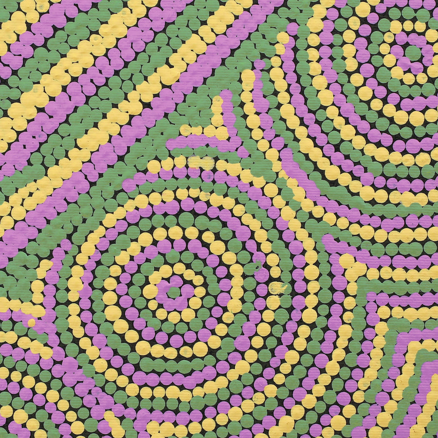 Aboriginal Artwork by Cecilia Napurrurla Wilson, Nguru Yurntumu-wana (Country around Yuendumu), 30x30cm
