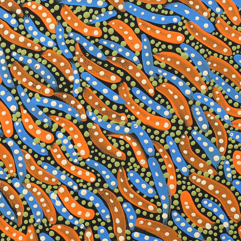 Aboriginal Artwork by Cecilia Napurrurla Wilson, Nguru Yurntumu-wana (Country around Yuendumu), 30x30cm