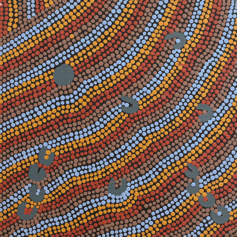 Aboriginal Artwork by Celestine Nungarrayi Tex, Lappi Lappi Jukurrpa, 30x30cm