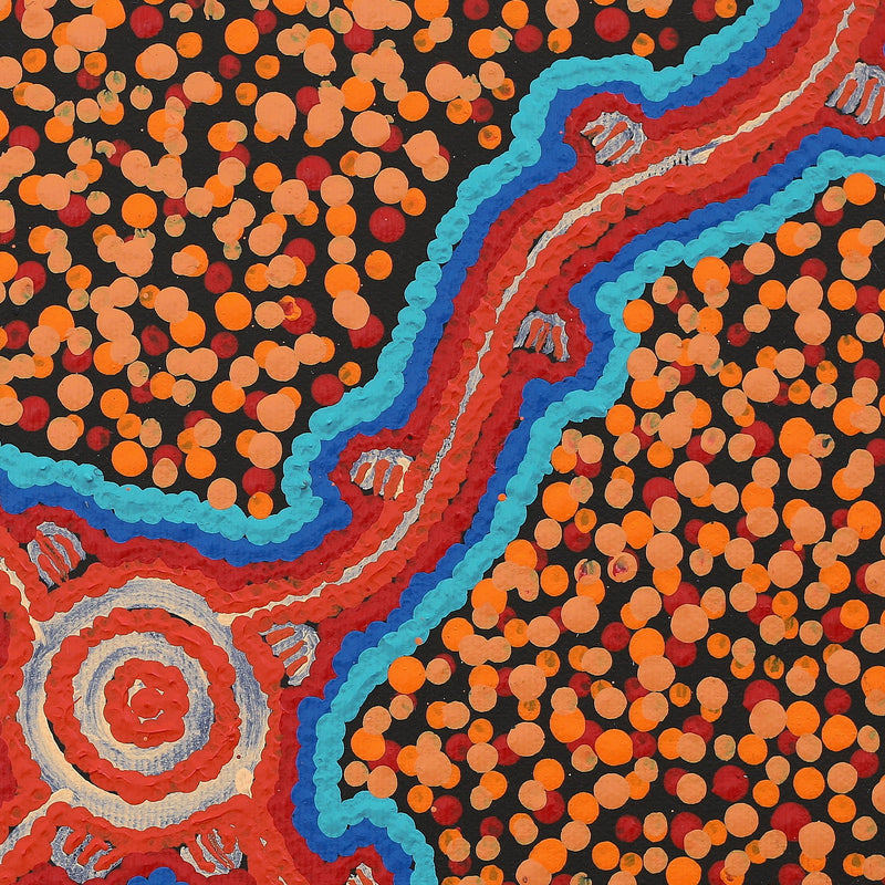 Aboriginal Artwork by Chantelle Napanangka Williams, Wardapi Jukurrpa (Goanna Dreaming) - Yarripilangu,, 30x30cm