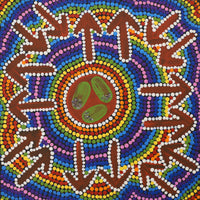 Aboriginal Artwork by Cherina Nampijinpa Singleton, Yankirri Jukurrpa (Emu Dreaming) - Ngarlikurlangu, 30x30cm