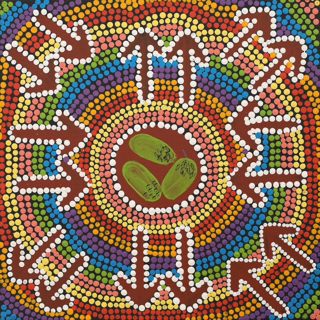 Aboriginal Art by Cherina Nampijinpa Singleton, Yankirri Jukurrpa (Emu Dreaming) - Ngarlikurlangu, 30x30cm - ART ARK®
