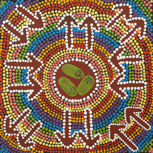 Aboriginal Art by Cherina Nampijinpa Singleton, Yankirri Jukurrpa (Emu Dreaming) - Ngarlikurlangu, 30x30cm - ART ARK®