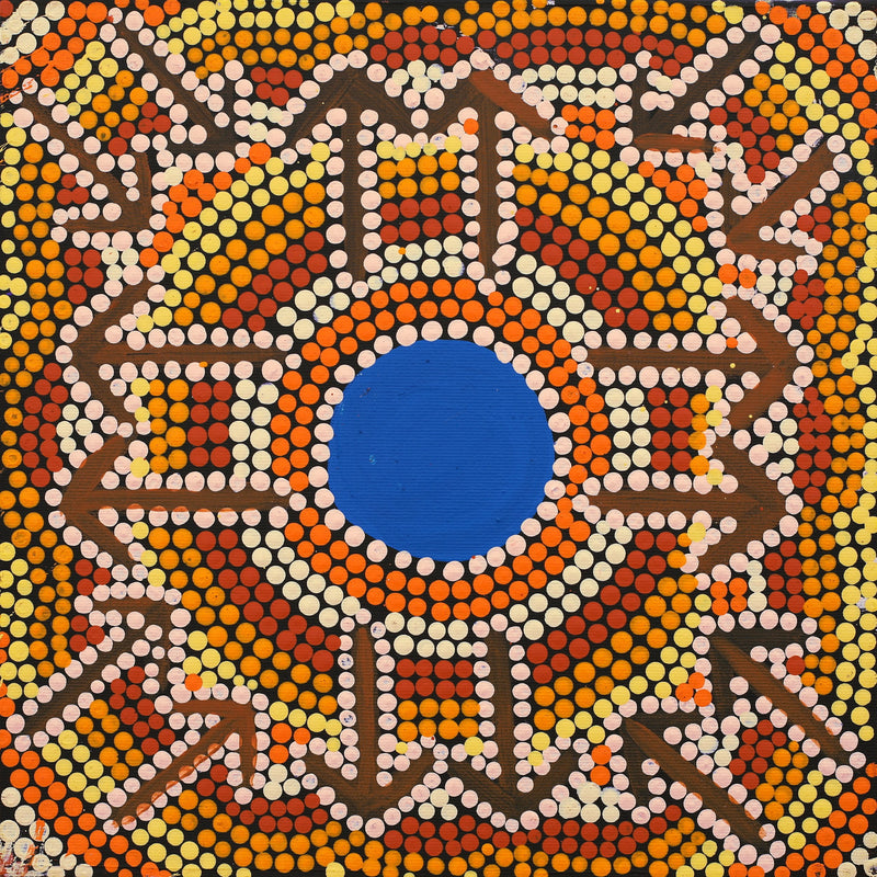Aboriginal Artwork by Cherina Nampijinpa Singleton, Yankirri Jukurrpa (Emu Dreaming) - Ngarlikurlangu, 30x30cm