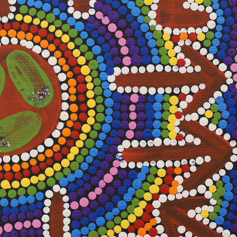 Aboriginal Artwork by Cherina Nampijinpa Singleton, Yankirri Jukurrpa (Emu Dreaming) - Ngarlikurlangu, 30x30cm