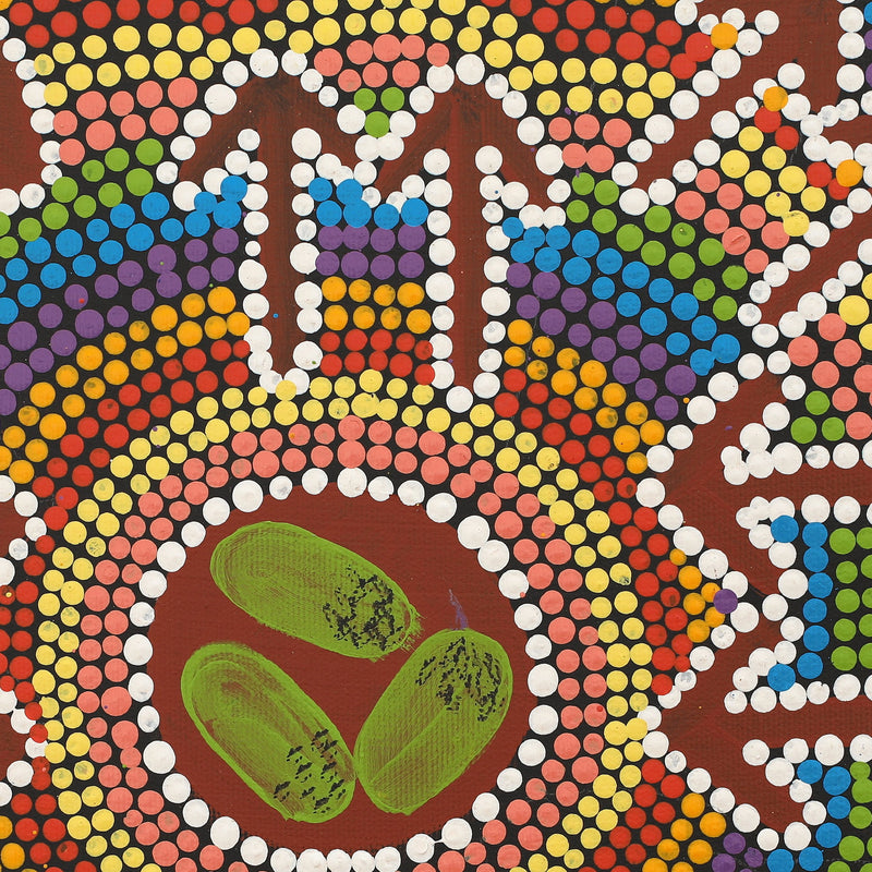 Aboriginal Artwork by Cherina Nampijinpa Singleton, Yankirri Jukurrpa (Emu Dreaming) - Ngarlikurlangu, 30x30cm