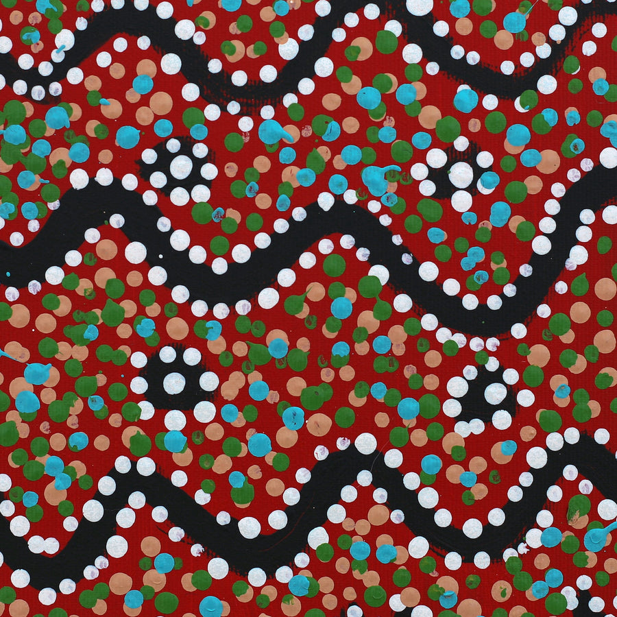 Aboriginal Artwork by Clarissa Nangala Williams, Ngapa Jukurrpa (Water Dreaming) - Puyurru, 30x30cm