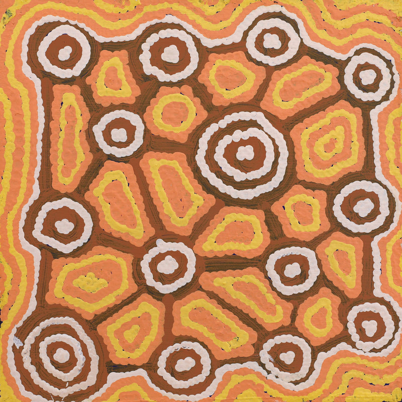 Aboriginal Artwork by Cynthia Nakamarra Wheeler, Yurrampi Jukurrpa (Honey Ant Dreaming), 30x30cm