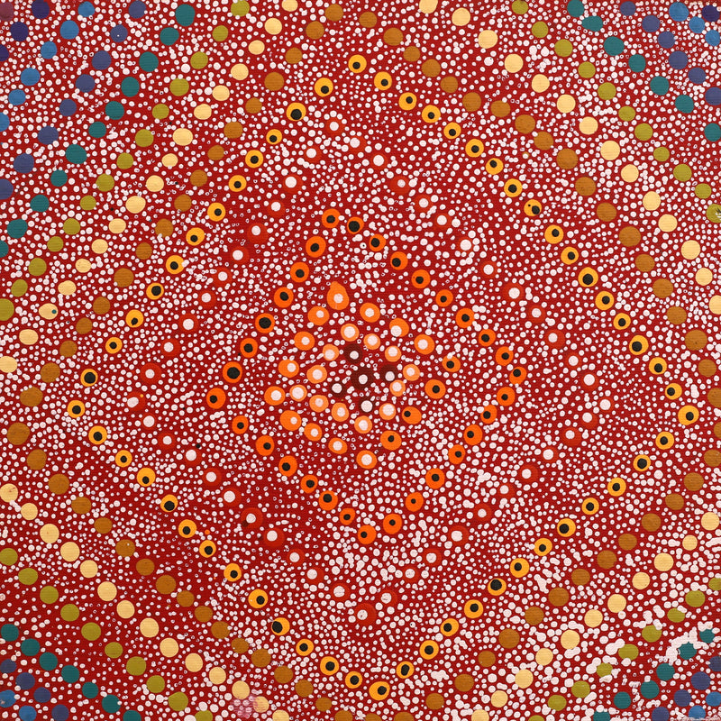 Aboriginal Artwork by Delvina Nakamarra Brown, Lukarrara Jukurrpa, 30x30cm