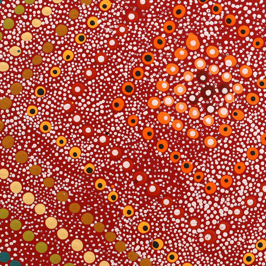 Aboriginal Artwork by Delvina Nakamarra Brown, Lukarrara Jukurrpa, 30x30cm