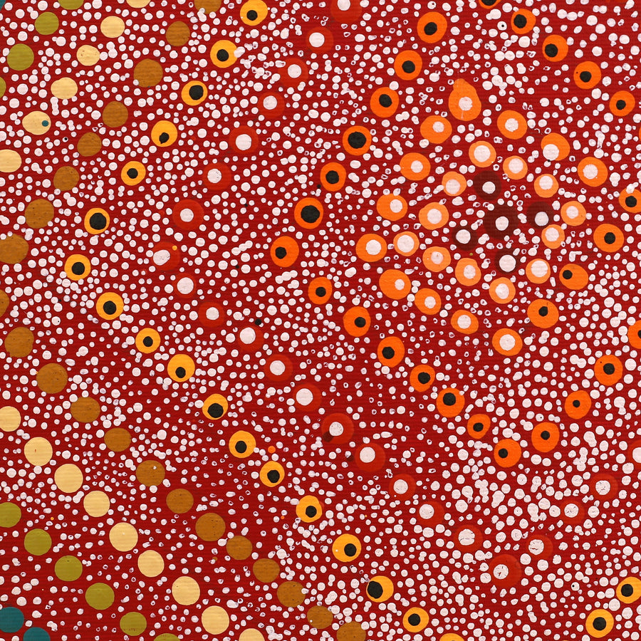 Aboriginal Artwork by Delvina Nakamarra Brown, Lukarrara Jukurrpa, 30x30cm