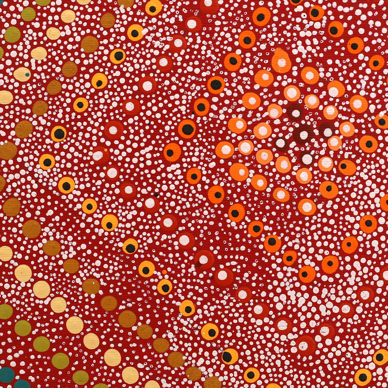 Aboriginal Artwork by Delvina Nakamarra Brown, Lukarrara Jukurrpa, 30x30cm