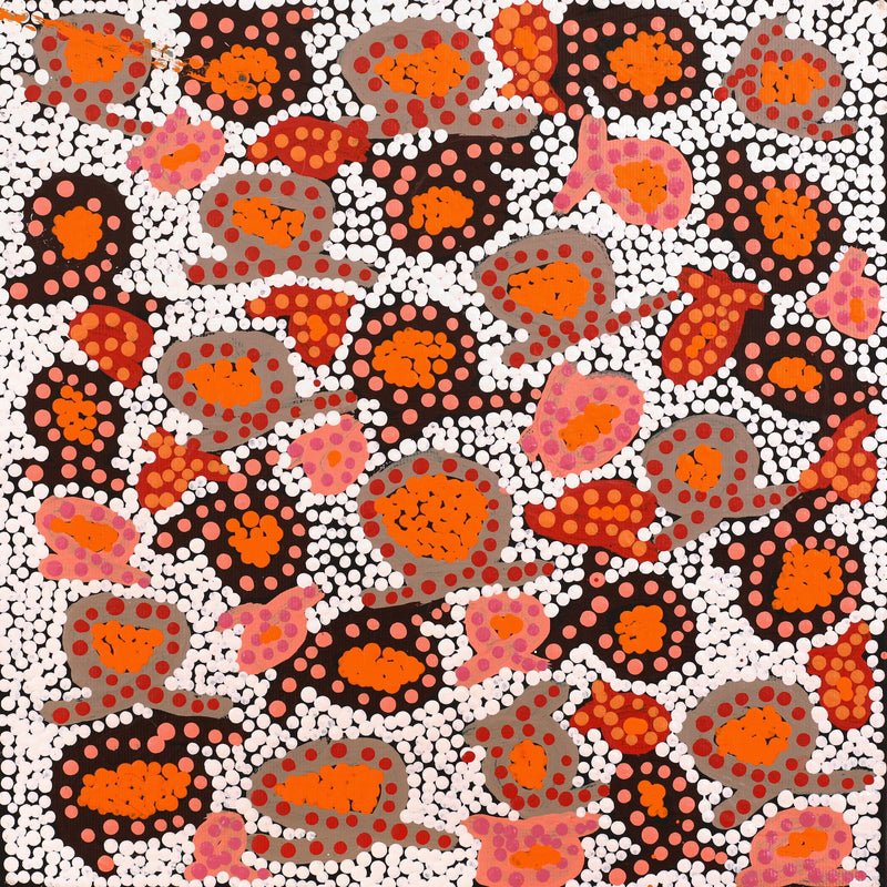Aboriginal Artwork by Felicity Nampijinpa Robertson, Ngapa Jukurrpa (Water Dreaming) - Puyurru, 30x30cm