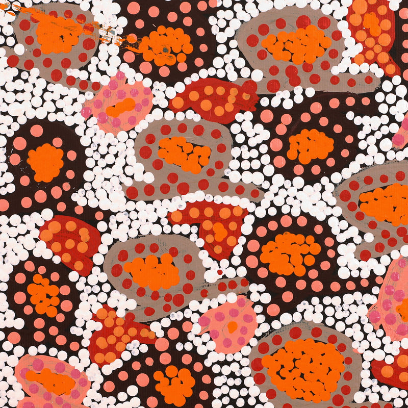 Aboriginal Artwork by Felicity Nampijinpa Robertson, Ngapa Jukurrpa (Water Dreaming) - Puyurru, 30x30cm