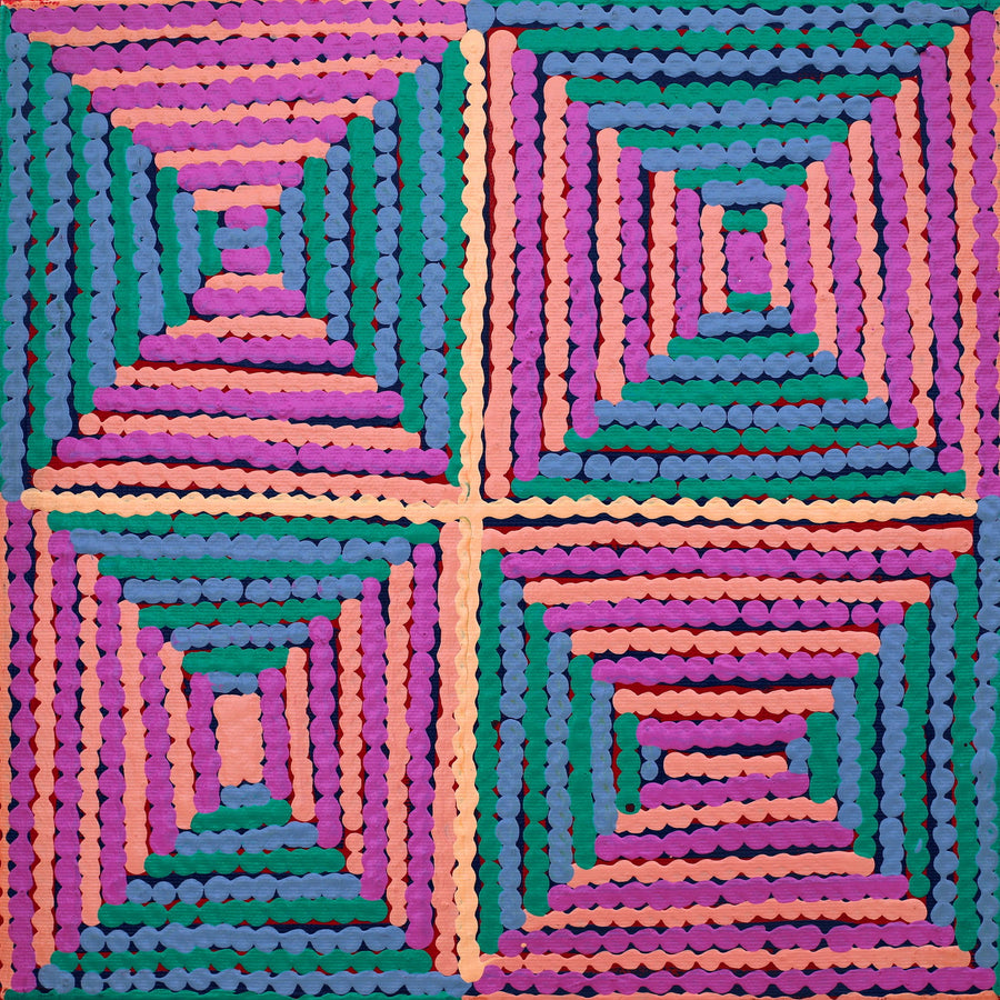 Aboriginal Artwork by Gloria Napangardi Gill, Lukarrara Jukurrpa, 30x30cm