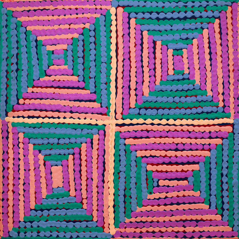 Aboriginal Artwork by Gloria Napangardi Gill, Lukarrara Jukurrpa, 30x30cm