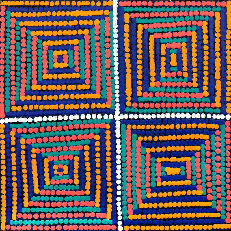 Aboriginal Artwork by Gloria Napangardi Gill, Lukarrara Jukurrpa, 30x30cm
