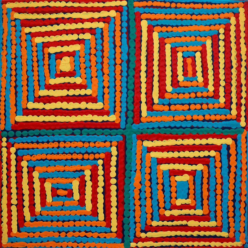 Aboriginal Artwork by Gloria Napangardi Gill, Lukarrara Jukurrpa, 30x30cm