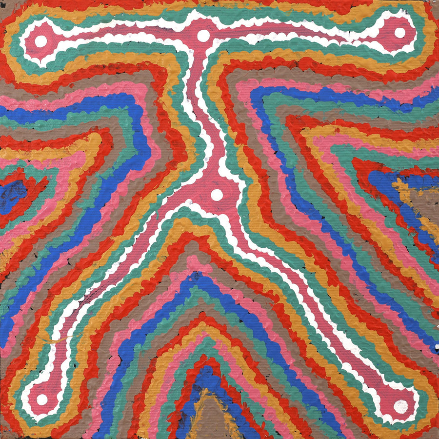 Aboriginal Artwork by Gregory Jupurrurla Gill, Lukarrara Jukurrpa, 30x30cm