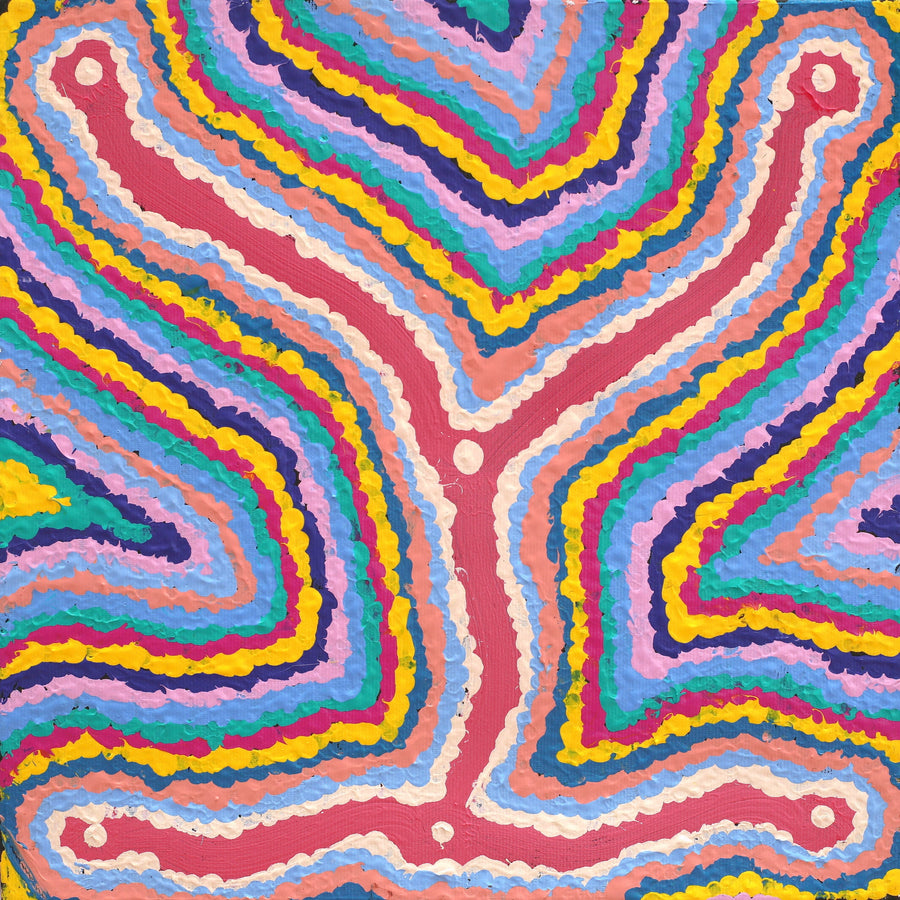 Aboriginal Artwork by Gregory Jupurrurla Gill, Lukarrara Jukurrpa, 30x30cm