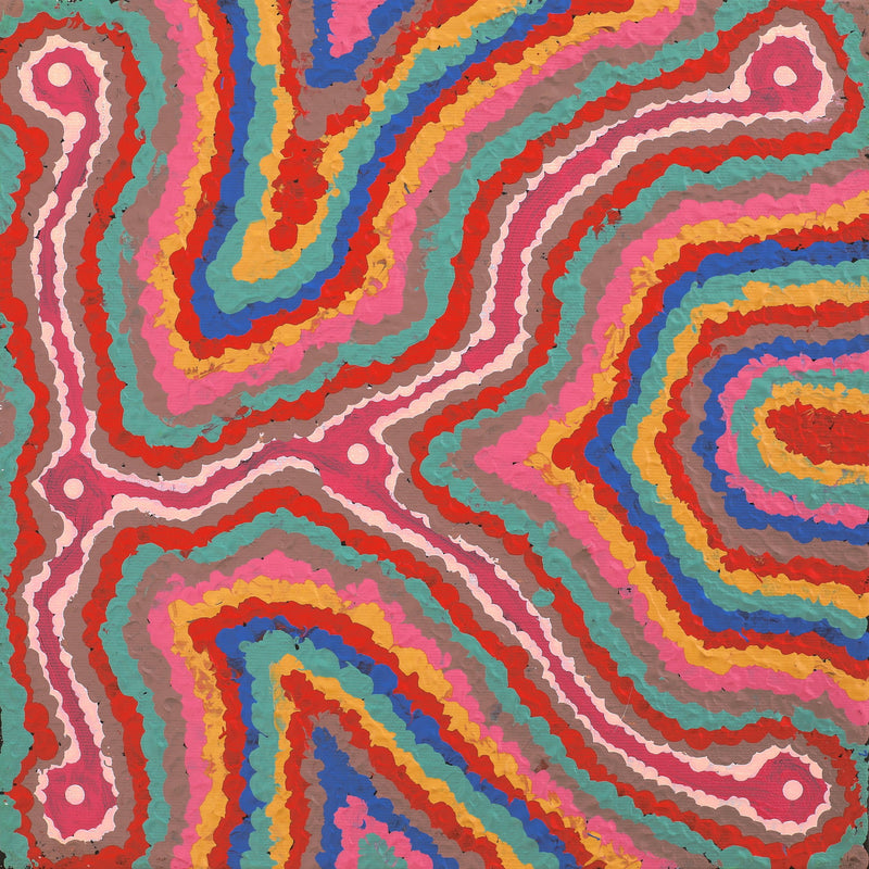 Aboriginal Artwork by Gregory Jupurrurla Gill, Lukarrara Jukurrpa, 30x30cm