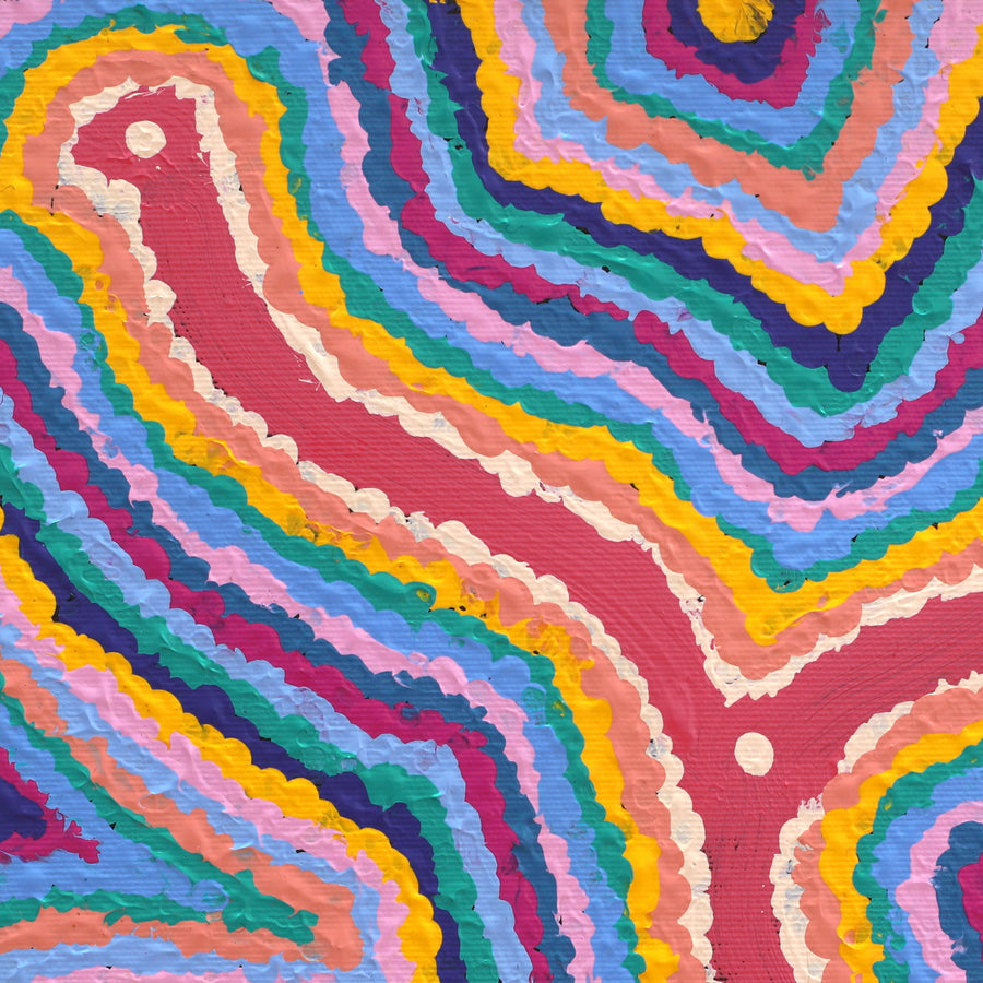 Aboriginal Artwork by Gregory Jupurrurla Gill, Lukarrara Jukurrpa, 30x30cm