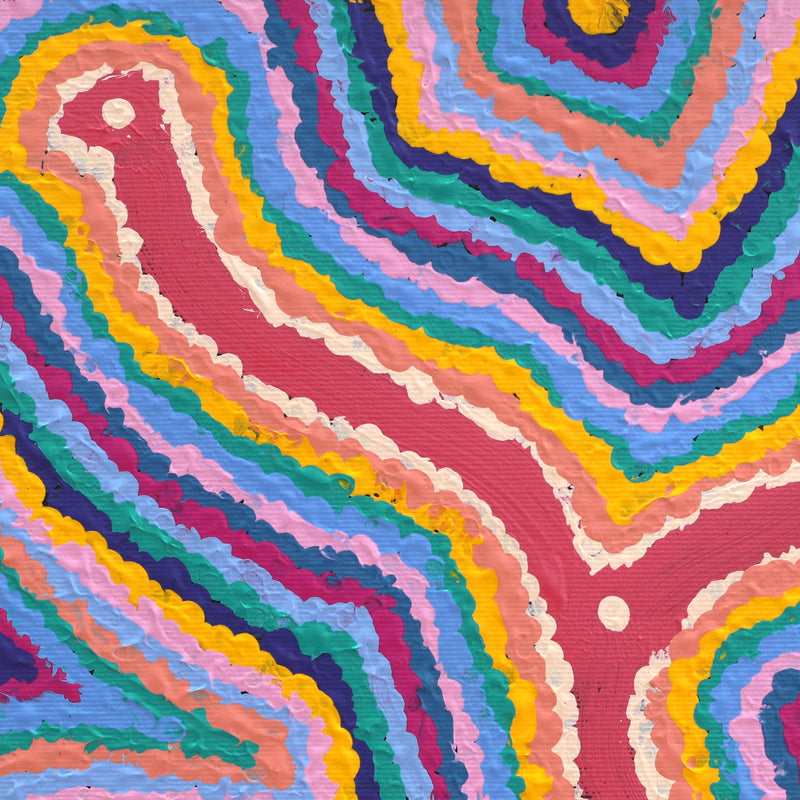 Aboriginal Artwork by Gregory Jupurrurla Gill, Lukarrara Jukurrpa, 30x30cm