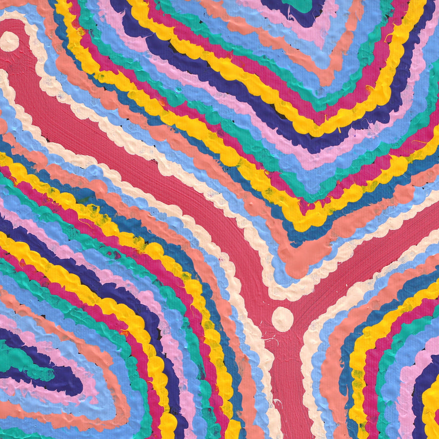 Aboriginal Artwork by Gregory Jupurrurla Gill, Lukarrara Jukurrpa, 30x30cm