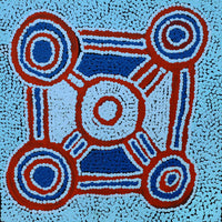 Aboriginal Artwork by Henry Jampijinpa Spencer, Wardapi Jukurrpa (Goanna Dreaming) - Yarripilangu, 30x30cm