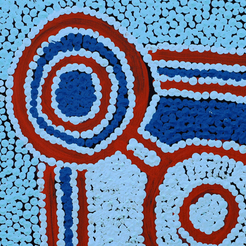 Aboriginal Artwork by Henry Jampijinpa Spencer, Wardapi Jukurrpa (Goanna Dreaming) - Yarripilangu, 30x30cm