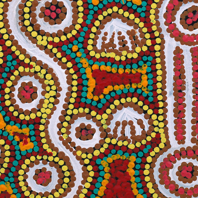 Aboriginal Artwork by Henry Jampijinpa Spencer, Wardapi Jukurrpa (Goanna Dreaming) - Yarripilangu, 30x30cm