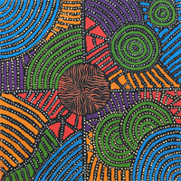 Aboriginal Artwork by Ingrid Napangardi Williams, Ngalyipi Jukurrpa (Snake Vine Dreaming) - Purturlu, 30x30cm