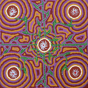 Aboriginal Artwork by Ingrid Napangardi Williams, Ngalyipi Jukurrpa (Snake Vine Dreaming) - Purturlu, 30x30cm - ART ARK®