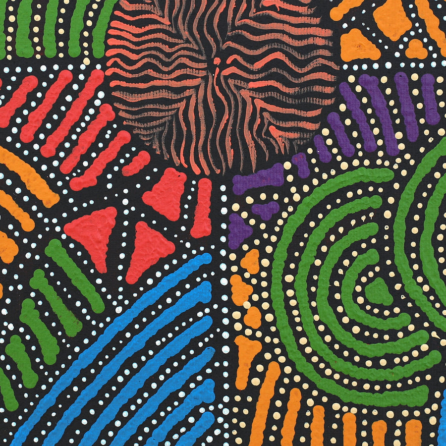 Aboriginal Artwork by Ingrid Napangardi Williams, Ngalyipi Jukurrpa (Snake Vine Dreaming) - Purturlu, 30x30cm