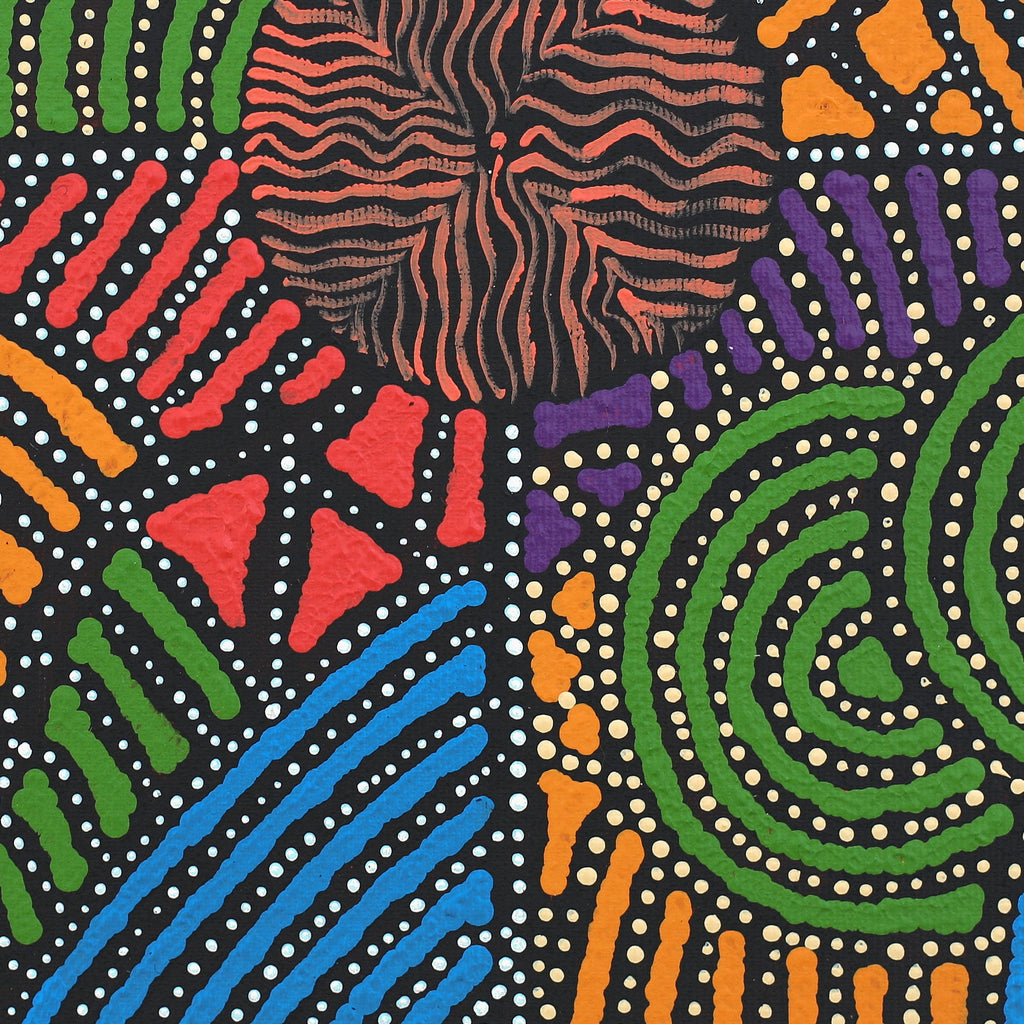 Aboriginal Artwork by Ingrid Napangardi Williams, Ngalyipi Jukurrpa (Snake Vine Dreaming) - Purturlu, 30x30cm - ART ARK®