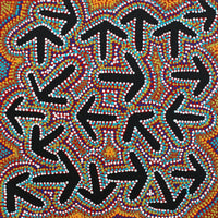 Aboriginal Art by Jeffrey Jangala Gallagher, Yankirri Jukurrpa (Emu Dreaming) - Ngarlikurlangu, 30x30cm - ART ARK®