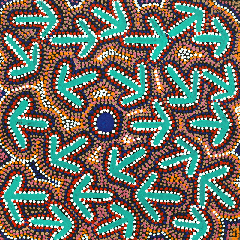 Aboriginal Artwork by Jeffrey Jangala Gallagher, Yankirri Jukurrpa (Emu Dreaming) - Ngarlikurlangu, 30x30cm