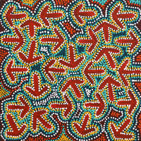 Aboriginal Artwork by Jeffrey Jangala Gallagher, Yankirri Jukurrpa (Emu Dreaming) - Ngarlikurlangu, 30x30cm