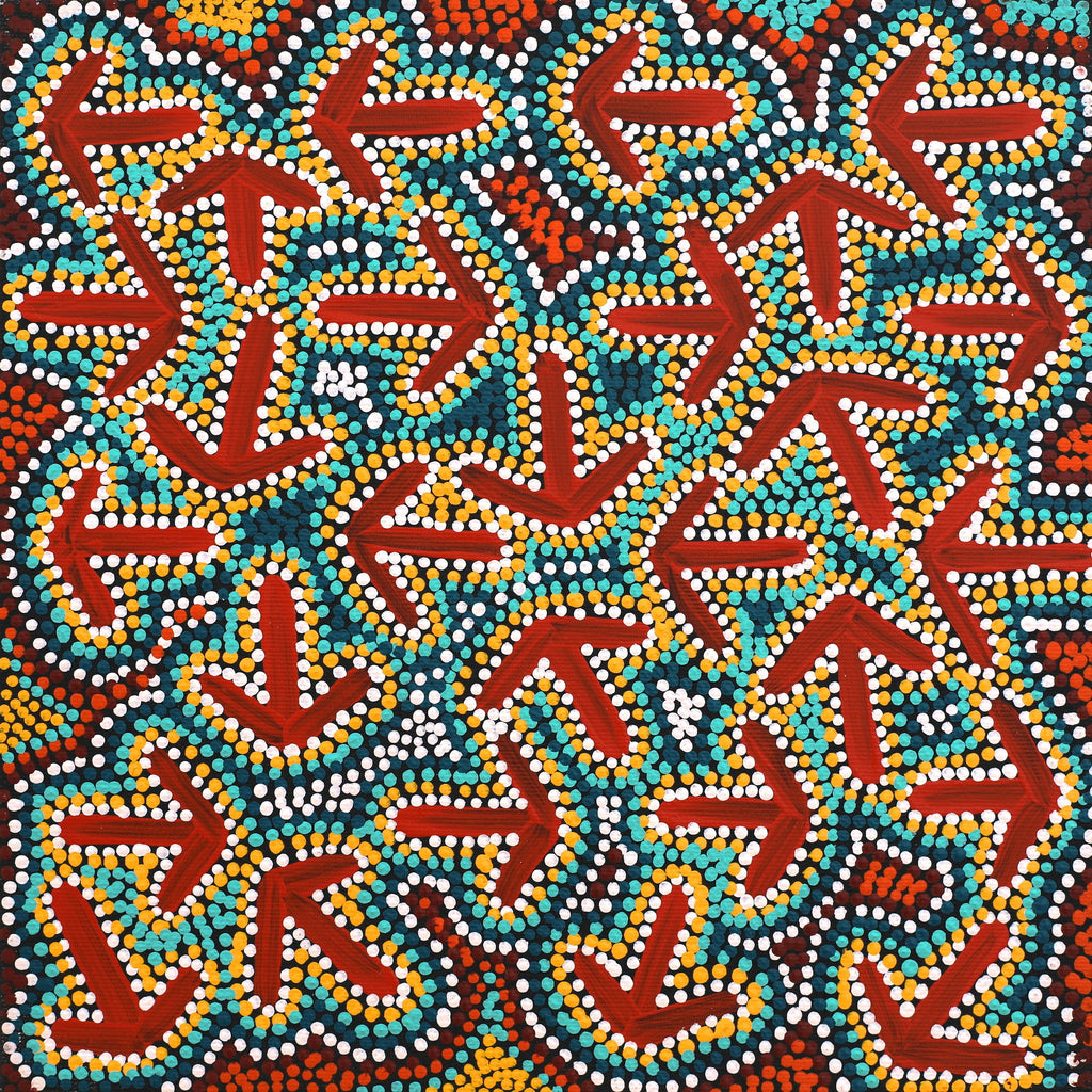 Aboriginal Art by Jeffrey Jangala Gallagher, Yankirri Jukurrpa (Emu Dreaming) - Ngarlikurlangu, 30x30cm - ART ARK®