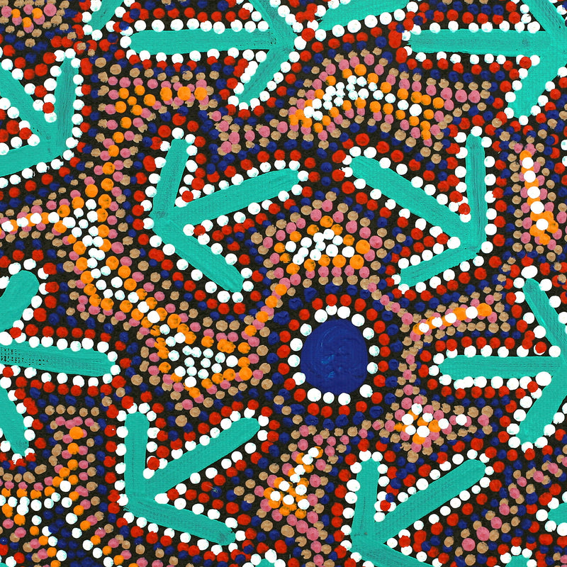 Aboriginal Artwork by Jeffrey Jangala Gallagher, Yankirri Jukurrpa (Emu Dreaming) - Ngarlikurlangu, 30x30cm